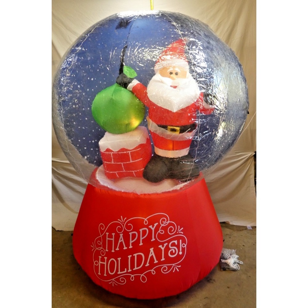 5.10 FT SNOW GLOBE WITH SANTA ON ROOFTOP  AIR-BLOWN LIGHTED YARD